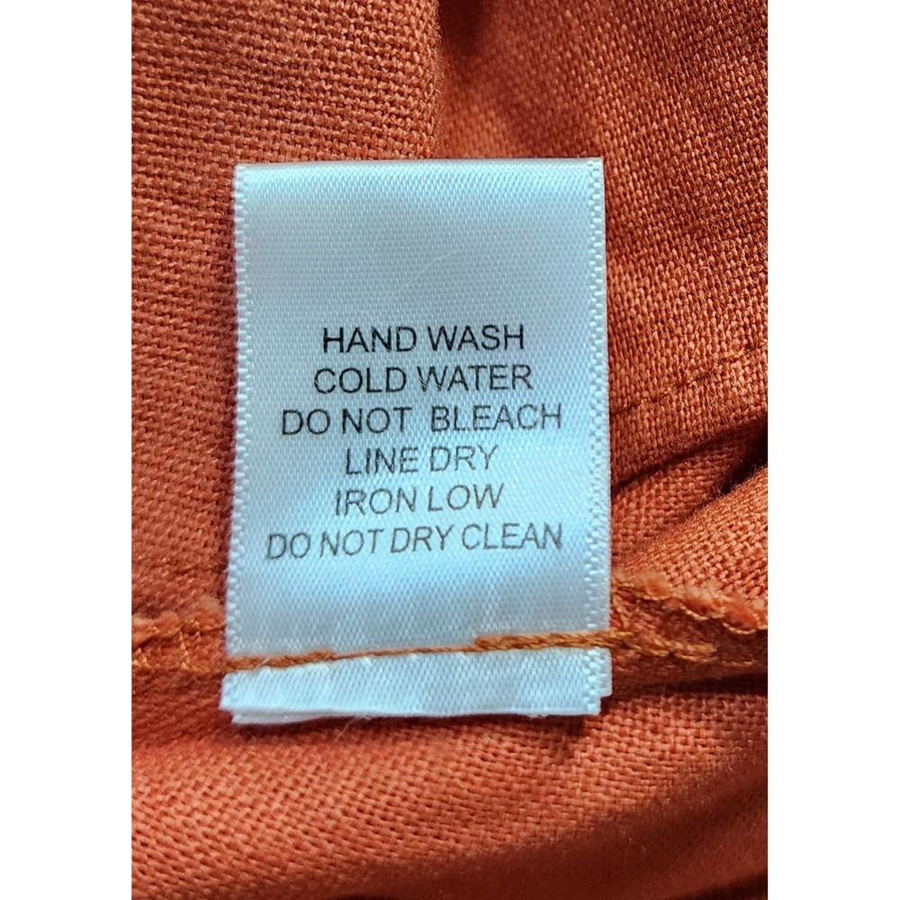 Victoria + Sophia Burnt Orange Linen Blend Tie Front Button Midi Dress Small - Picture 10 of 10